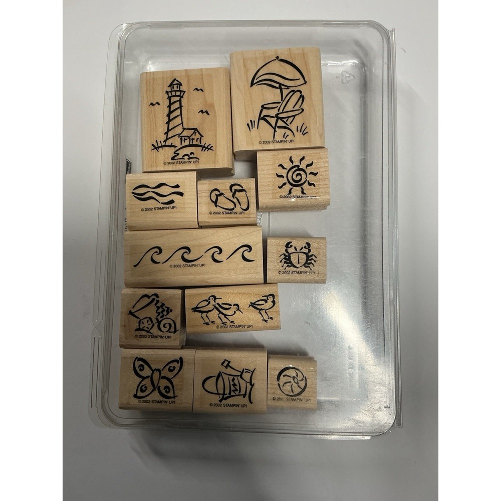 Stampin' Up! On The Beach "2002" stamp set - Set Of 12 - Missing Kite  NEW!